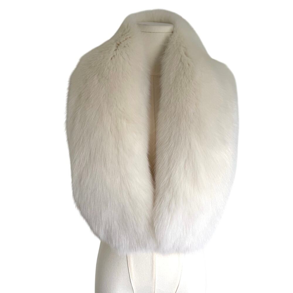 Saga Furs White Arctic Fox Fur Stole Wrap Bridal Wedding Evening Luxury Glam